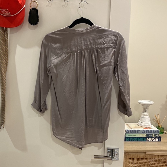 Lavender Brown; silver/gray button down blouse - Picture 5 of 5